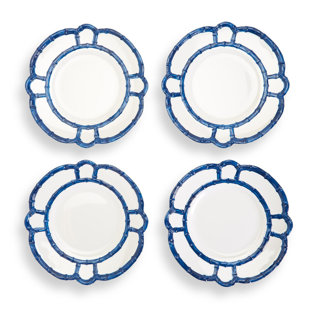 Two's Blue Bamboo Set of 4 Dinner Plates