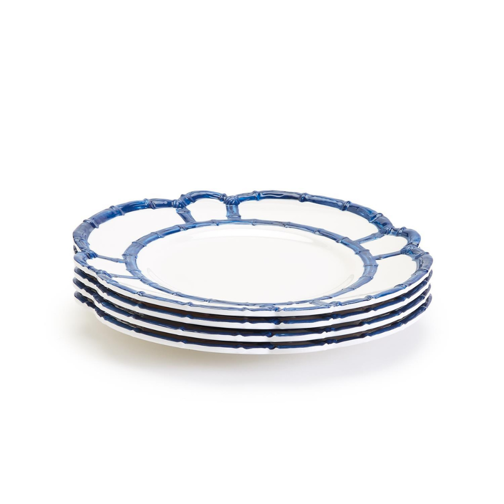 Two's Blue Bamboo Set of 4 Dinner Plates
