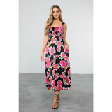 THML Floral Smocked Midi Dress