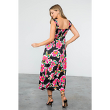 THML Floral Smocked Midi Dress